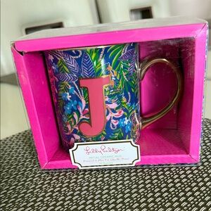 Lilly Pulitzer Ceramic Mug with Pink and Blue Floral Pattern